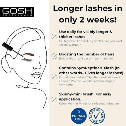 GOSH COPENHAGEN Growth Serum The Secret of Longer Lashes Clear 6ml - Maison des fragrances