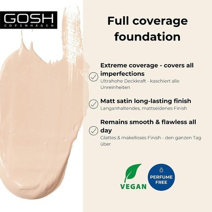 Gosh Dextreme Foundation Full Coverage Concealing Foundation 002 Ivory 30ml - Maison des fragrances