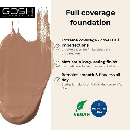 Gosh Dextreme Full Coverage Foundation 30ml Liquid Moisturising Makeup - Maison des fragrances