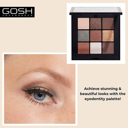 GOSH Eyedentity Eyeshadow Palette 003 BE HAPPY with 9 Perfectly Coordinated Matte and Metallic Shades - Vegan and Perfume - Free - Maison des fragrances