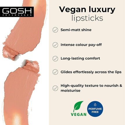 GOSH Luxury Nude Lipstick with Light Sheen Intense Nude Shades for Natural Lips 001 Nudity - Maison des fragrances