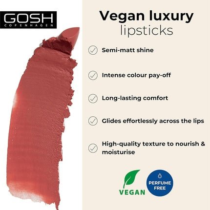 GOSH Luxury Rose Lipstick with Light Sheen Intense Nude Shades 003 Adore - Maison des fragrances