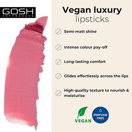 GOSH Luxury Rose Lipstick with Light Sheen Intense Nude Shades 004 Enjoy - Maison des fragrances