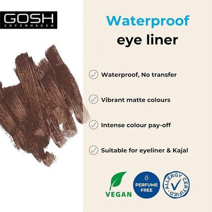 GOSH Neon Blue Eyeliner Matte Waterproof Pencil Soft Creamy Easy Application Highly Pigmented Eye Longlasting Transferproof Vegan Perfume - free 1.2g - Maison des fragrances