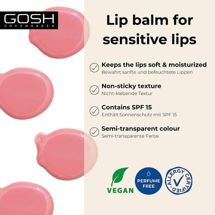 GOSH Tinted Lip Balm with SPF 15 Vegan Lip Care Stick in Nude 001 Moisturizing Lip Balm - Maison des fragrances
