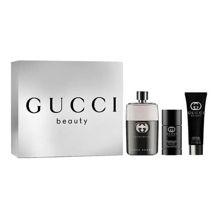 Gucci Guilty Pour Homme Set , 90 Ml + Deodorant Stick, 75 Ml + Shower Gel, 50 Ml Eau de Toilette pour homme - Maison des fragrances