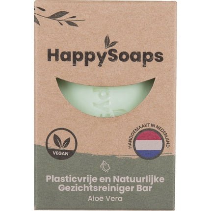 Happysoaps Facial Cleanser Bar & Make - Up Remover - Aloe Vera - Soft, Nourishing And Nicely Scented - 100% Plastic Free, Vegan & Natural - 70gr - Maison des fragrances