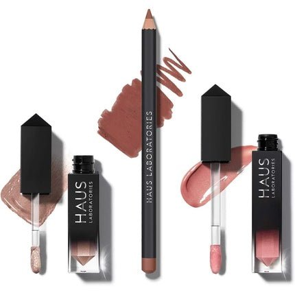 HAUS LABORATORIES By Lady Gaga: HAUS OF COLLECTIONS Makeup Kit with Bag, Liquid Eyeshadow, Lip Liner Pencil, and Lip Gloss Vegan & Cruelty - Free 3 - Piece Value Set HAUS of Goddess - Maison des fragrances