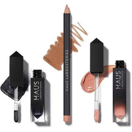 HAUS LABORATORIES By Lady Gaga: HAUS OF COLLECTIONS Makeup Kit with Bag, Liquid Eyeshadow, Lip Liner Pencil, and Lip Gloss Vegan & Cruelty - Free 3 - Piece Value Set HAUS of Chained Ballerina - Maison des fragrances