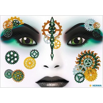 HERMA 15439 Face Art Sticker Steampunk Marie Temporary Glitter Face Paint for Carnival Halloween - Maison des fragrances