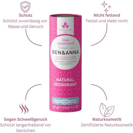 Ben and Anna Ben & Anna Deostick Pink Grapefruit Push Up Carton Déodorant (Déo) Mixte