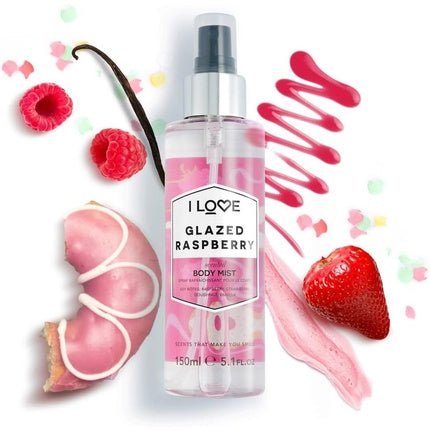 I Love Cosmetics I Love Signature Glazed Raspberry Long Lasting Fast Drying Non Sticky Body Mist for Her 150ml pour femme - Maison des fragrances