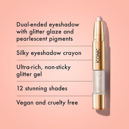 Iconic London Glaze Crayon Dual Ended Eyeshadow Stick for Sparkling Wet Look - Maison des fragrances
