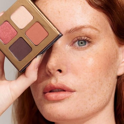 INIKA Organic Quad Eyeshadow Palette Pure Mineral Shimmer Longwear Highly Pigmented Blendable with Vegan Cocoa Seed Extract and Organic Carnauba Wax Cruelty - Free Makeup Flowers - Maison des fragrances