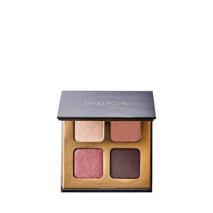 INIKA Organic Quad Eyeshadow Palette Pure Mineral Shimmer Longwear Highly Pigmented Blendable with Vegan Cocoa Seed Extract and Organic Carnauba Wax Cruelty - Free Makeup Flowers - Maison des fragrances