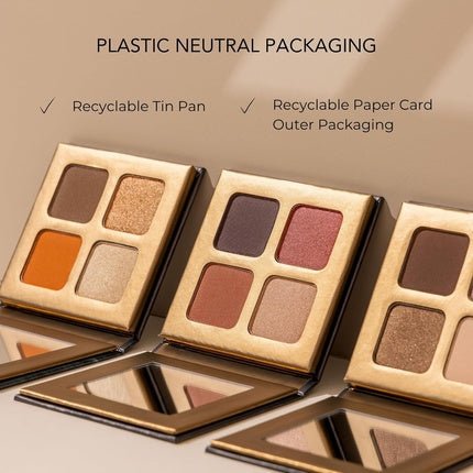 INIKA Organic Quad Eyeshadow Palette Pure Mineral Shimmer Longwear Highly Pigmented Blendable with Vegan Cocoa Seed Extract and Organic Carnauba Wax Cruelty - Free Makeup Wind - Maison des fragrances