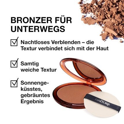 IsaDora Bronzer High - Quality Bronzing Powder Natural Finishing Easy to Blend Cruelty - Free Terracotta Bronze 43 - Maison des fragrances