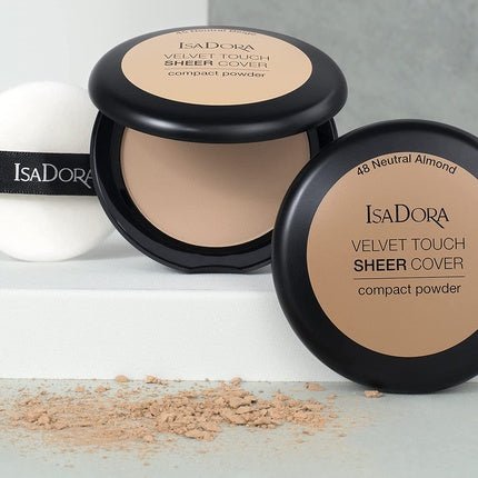IsaDora Pressed Powder Velvet Touch Sheer Cover Translucent Face Powder Compact Matte Silky Smooth Shine Control Setting Powder Medium Natural Coverage for Warm Skin Tones 45 Neutral Beige - Maison des fragrances