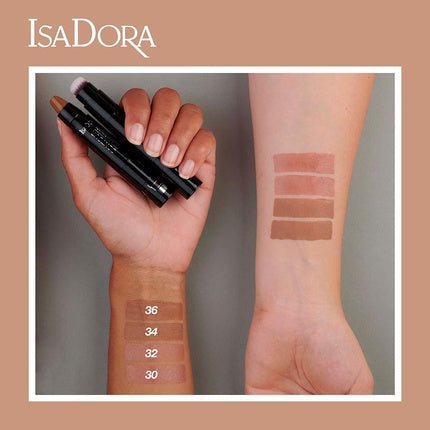 IsaDora Stick'n Brush Contouring Stick with Brush Matte Natural Contour 2 - in - 1 Cream Contour Stick and Contour Brush Warm Mocha - Maison des fragrances