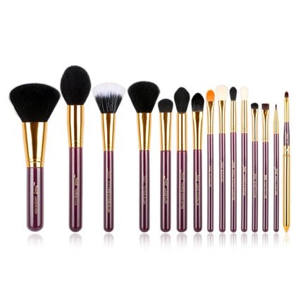 Jessup 15 Piece Pro Makeup Brush Set Beauty Cosmetics Powder Foundation Eyeshadow Eyeliner Blending Lip Tools Purple/Gold T095 Rose Gold/Purple - Maison des fragrances