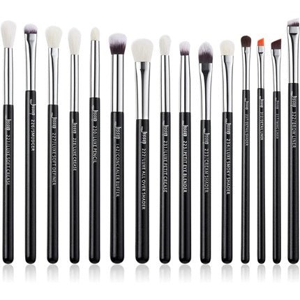 Jessup 15Pcs Professional Makeup Brushes Set Cosmetics Tools Eye Liner Shader Wood Handle Natural - Synthetic Hair Black/Silver T177 B - Pearl - Maison des fragrances