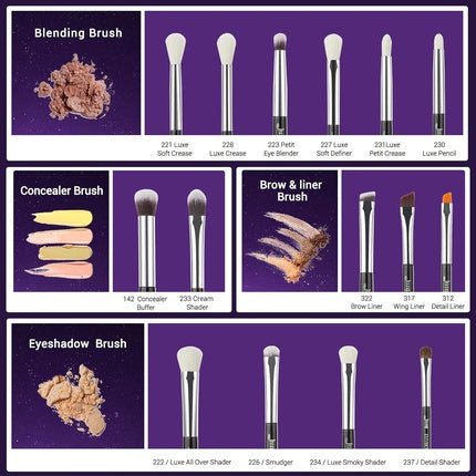 Jessup 15Pcs Professional Makeup Brushes Set Cosmetics Tools Eye Liner Shader Wood Handle Natural - Synthetic Hair Black/Silver T177 B - Pearl - Maison des fragrances