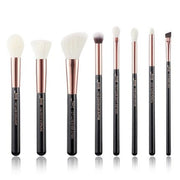 Jessup Basic Makeup Brush Set 8pcs Black Rose Gold Premium Natural Synthetic Contour Blush Eye Shadow Blending Concealer Brow Liner Brushes T158 Pearl Black Rose Gold - Maison des fragrances