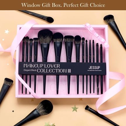 Jessup Black Makeup Brushes 14pcs Gift Set for Women - Maison des fragrances