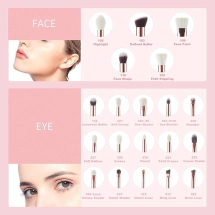 Jessup Brush Set 20 PCS Makeup Brushes for Foundation Blending Blush Concealer Eye Shadow Lip Synthetic Fiber Bristles Wooden Handle White Makeup Brush T225 A - Maison des fragrances