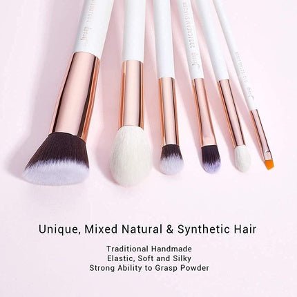 Jessup Brush Set 20 PCS Makeup Brushes for Foundation Blending Blush Concealer Eye Shadow Lip Synthetic Fiber Bristles Wooden Handle White Makeup Brush T225 A - Maison des fragrances