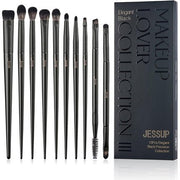 Jessup Eye Makeup Brushes Professional 10Pcs Blending Eye Shadow Liner Crease Duo - end Brow Brush Elegant Black T337 - Maison des fragrances