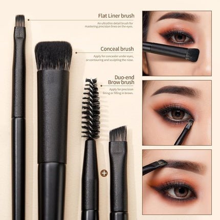 Jessup Eye Makeup Brushes Professional 10Pcs Blending Eye Shadow Liner Crease Duo - end Brow Brush Elegant Black T337 - Maison des fragrances