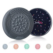 Jessup Makeup Brush Cleaning Mat with Color Removal Sponge and 2 in 1 Silicone Cleaner Magnet Black - Maison des fragrances