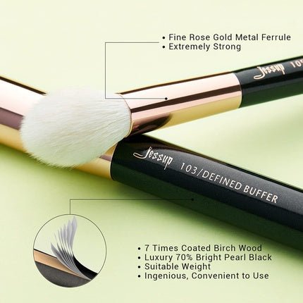 Jessup Pro Makeup Brush Set Soft Natural Bristle Foundation Eyeshadow Blending Blusher Buffer Concealer Brush - Maison des fragrances