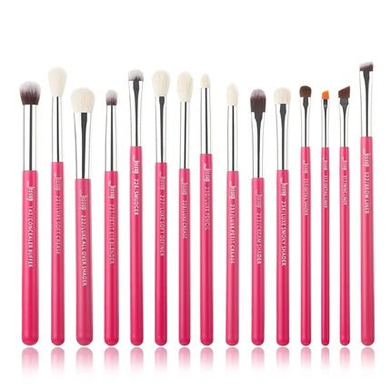 Jessup Professional Natural - Synthetic Eye Makeup Brushes Set 15pcs for Eyeshadow Blending Concealer Eyeliner Eyebrow Rose Carmine Silver T197 H - Silver - Maison des fragrances