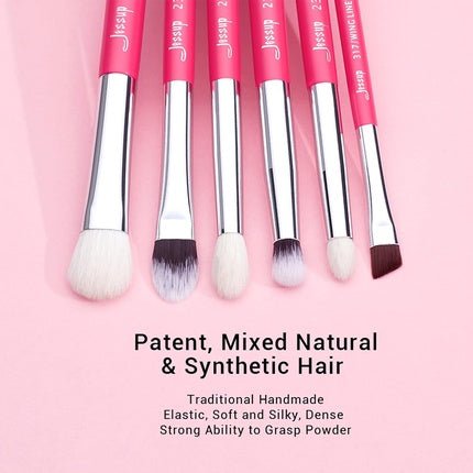 Jessup Professional Natural - Synthetic Eye Makeup Brushes Set 15pcs for Eyeshadow Blending Concealer Eyeliner Eyebrow Rose Carmine Silver T197 H - Silver - Maison des fragrances