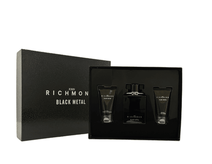 John Richmond Black Metal Set - Includes Natural Cleansing Shower Gel , Body Lotion , And Coffret (Coffret) Homme 50ml - Maison des fragrances
