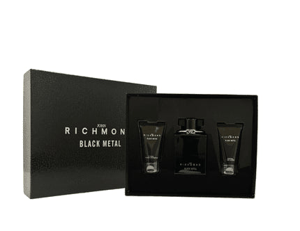 John Richmond Black Metal Set - Includes Natural Cleansing Shower Gel , Body Lotion , And Coffret (Coffret) Homme 50ml - Maison des fragrances