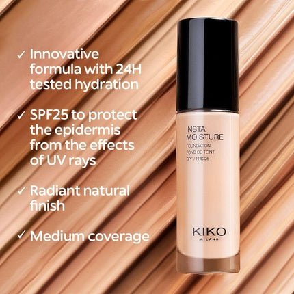 KIKO Milano Instamoisture Foundation 01 Perfecting and Moisturising SPF 25 Liquid Foundation 1 Rose - Maison des fragrances
