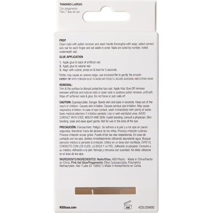 KISS Classy Nails Collection Be - you - tiful Long Length Coffin Shaped Fake Nails 28 False Nails Nail Glue Nail File and Manicure Stick 1 count - Maison des fragrances