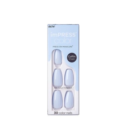 Kiss Impress Color Medium Coffin Press - On Nails, Cloudless, 30 Count - Maison des fragrances