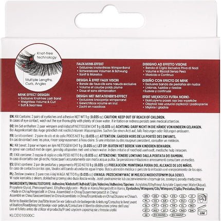 KISS Lash Couture Faux Mink Collection Double Pack of False Lashes Muse Ultrafine Tapered Synthetic Fake Lashes with Lash Glue Black 2 Pair - Maison des fragrances