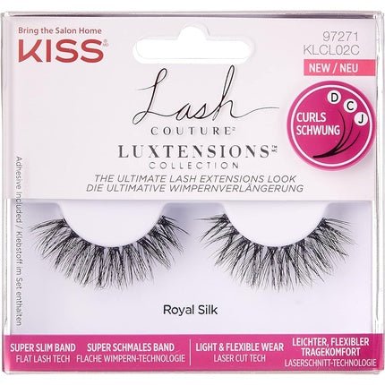 KISS Lash Couture LuXtensions Collection Royal Silk Fake Lashes with Super Slim Band and Lash Glue 1 Pair - Maison des fragrances
