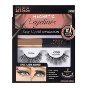 KISS Magnetic Eyeliner & Lash Kit Entice Biotin Infused Black Magnetic Eyeliner with Precision Tip Brush - 1 Pair of Synthetic False Eyelashes with 5 Double Strength Magnets - Smudge Proof - Maison des fragrances
