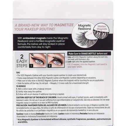 KISS Magnetic Lash Collection Eyeliner & Lash Kit 1 Pair of False Eyelashes and Magnetic Eyeliner Charm Reusable Synthetic False Eyelashes With 5 Double Strength Magnets - Maison des fragrances