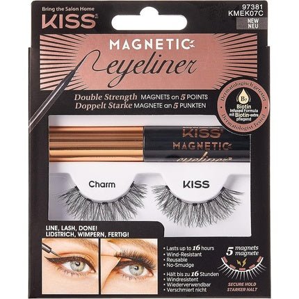 KISS Magnetic Lash Collection Eyeliner & Lash Kit 1 Pair of False Eyelashes and Magnetic Eyeliner Charm Reusable Synthetic False Eyelashes With 5 Double Strength Magnets - Maison des fragrances