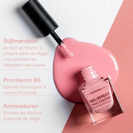 KORRES Sweet Almond Nail Colour 05 Candy Pink Vegan Nail Polish with Gel Effect 11ml - Maison des fragrances