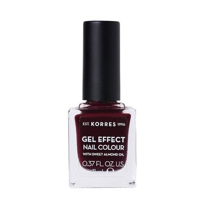 KORRES Sweet Almond Nail Colour 57 Burgundy Red Vegan Nail Polish with Gel Effect 11ml - Maison des fragrances