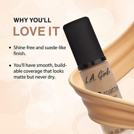 LA Girl PRO Matte HD High - Definition Long Wear Matte Foundation Bisque - Maison des fragrances