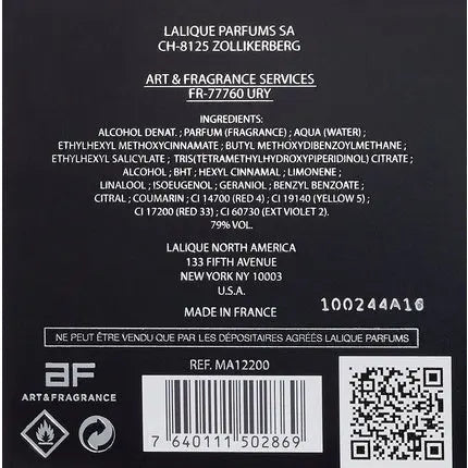 Lalique Encre Noire À L'Extrême - Eau de Parfum Spray Homme 50ml - Maison des fragrances